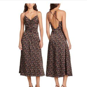 Sandro Emmanuela Floral-print Satin Midi Dress - NWT